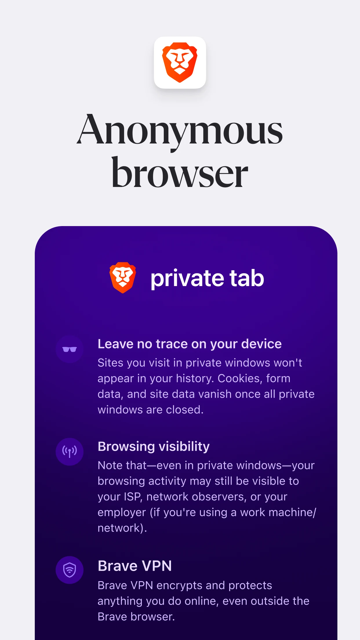 Brave Private Web Browser, VPN screenshot